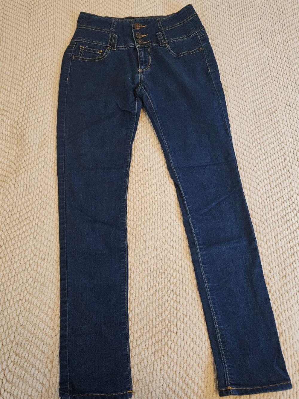 Wax Jean Women's High Waist Skinny Jeans Triple Button Cotton Size 7